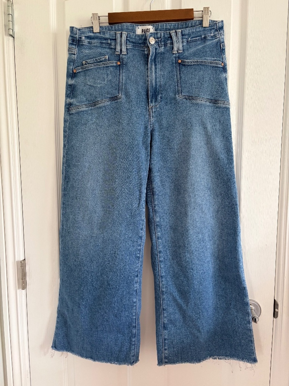 Paige Anessa Wide Leg Jean Sunnie Distressed Size 31 Petite